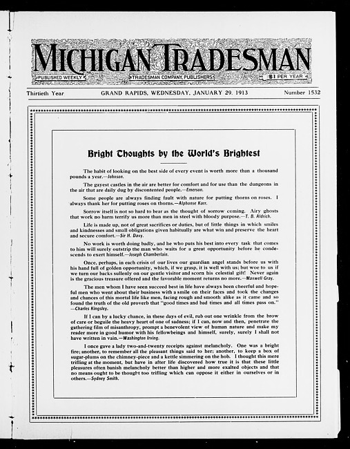 Michigan tradesman. Vol. 30 no. 1532 (1913 January 29)