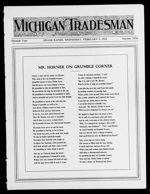 Michigan tradesman. Vol. 30 no. 1533 (1913 February 5)