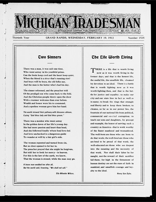 Michigan tradesman. Vol. 30 no. 1535 (1913 February 19)