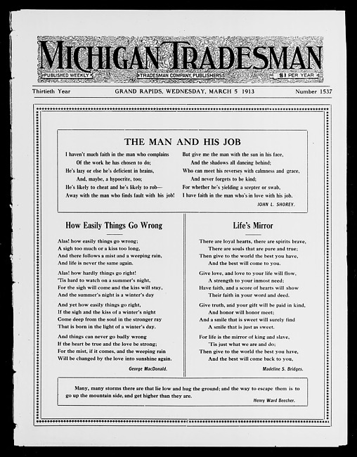 Michigan tradesman. Vol. 30 no. 1537 (1913 March 5)