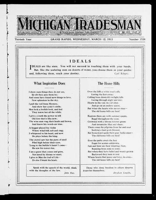 Michigan tradesman. Vol. 30 no. 1538 (1913 March 12)