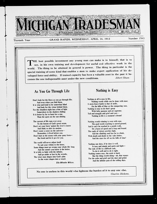 Michigan tradesman. Vol. 30 no. 1543 (1913 April 16)