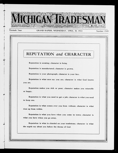 Michigan tradesman. Vol. 30 no. 1545 (1913 April 30)