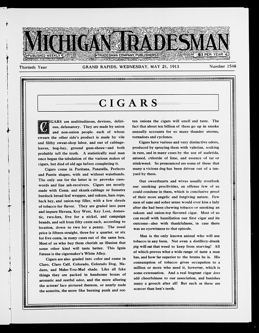 Michigan tradesman. Vol. 30 no. 1548 (1913 May 21)