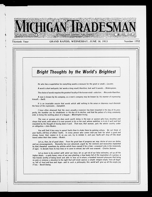 Michigan tradesman. Vol. 30 no. 1552 (1913 June 18)