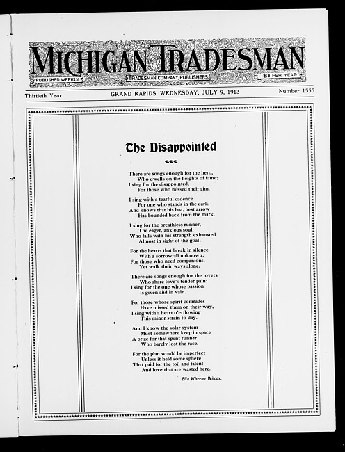 Michigan tradesman. Vol. 30 no. 1555 (1913 July 9)