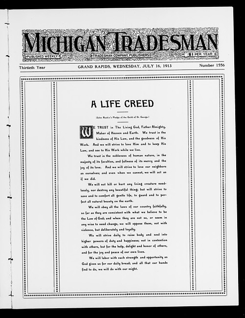 Michigan tradesman. Vol. 30 no. 1556 (1913 July 16)