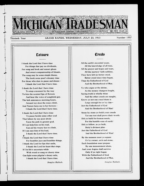 Michigan tradesman. Vol. 30 no. 1557 (1913 July 23)