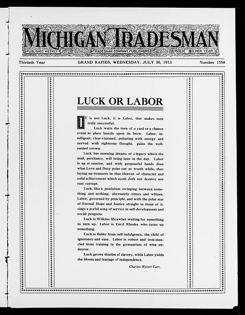 Michigan tradesman. Vol. 30 no. 1558 (1913 July 30)