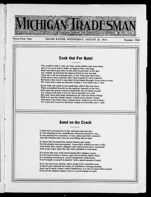 Michigan tradesman. Vol. 31 no. 1562 (1913 August 27)