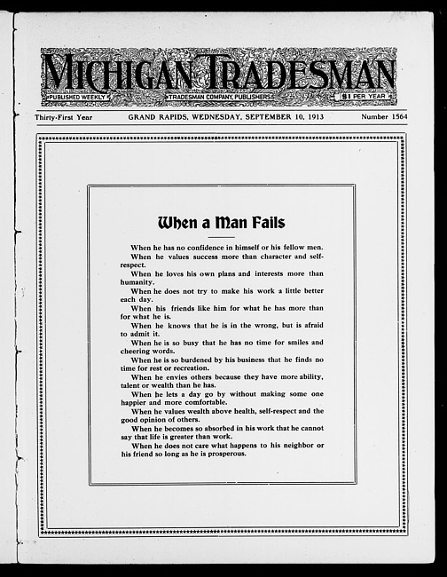 Michigan tradesman. Vol. 31 no. 1564 (1913 September 10)