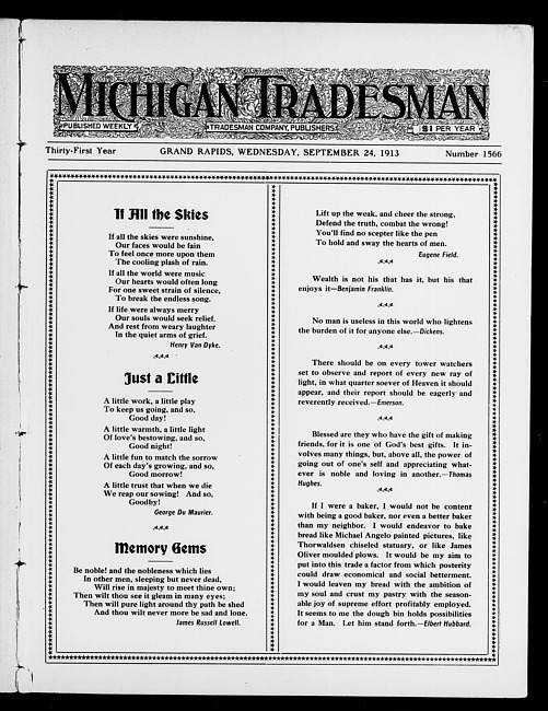 Michigan tradesman. Vol. 31 no. 1566 (1913 September 24)