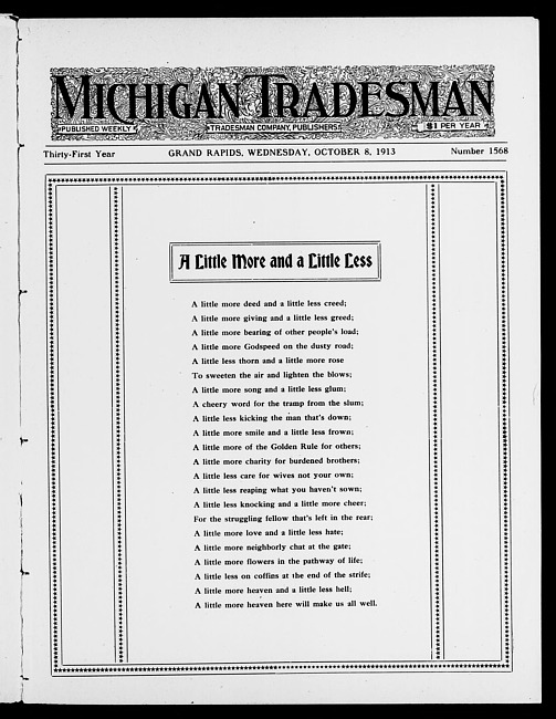 Michigan tradesman. Vol. 31 no. 1568 (1913 October 8)