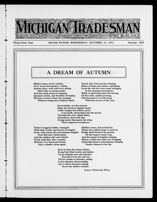 Michigan tradesman. Vol. 31 no. 1569 (1913 October 15)