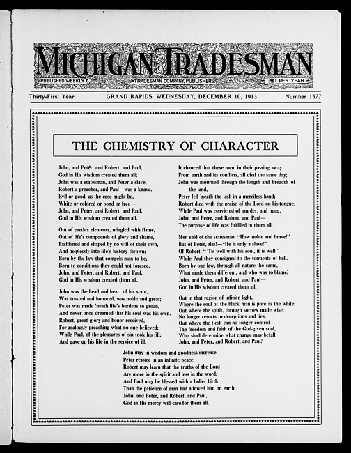 Michigan tradesman. Vol. 31 no. 1577 (1913 December 10)