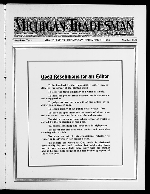 Michigan tradesman. Vol. 31 no. 1580 (1913 December 31)