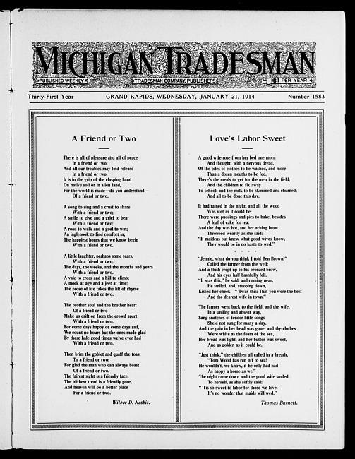 Michigan tradesman. Vol. 31 no. 1583 (1914 January 21)