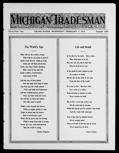 Michigan tradesman. Vol. 31 no. 1585 (1914 February 4)