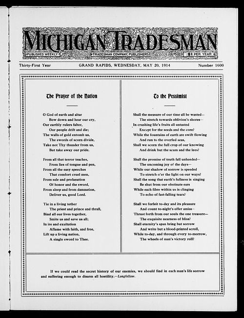 Michigan tradesman. Vol. 31 no. 1600 (1914 May 20)