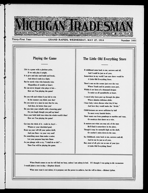 Michigan tradesman. Vol. 31 no. 1601 (1914 May 27)