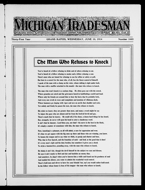 Michigan tradesman. Vol. 31 no. 1603 (1914 June 10)