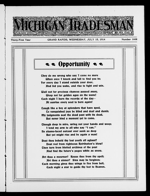 Michigan tradesman. Vol. 31 no. 1608 (1914 July 15)