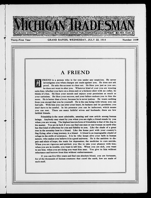 Michigan tradesman. Vol. 31 no. 1609 (1914 July 22)