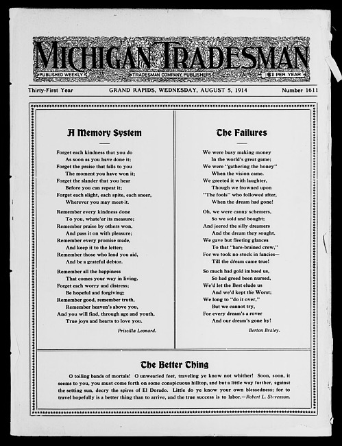 Michigan tradesman. Vol. 31 no. 1611 (1914 August 5)