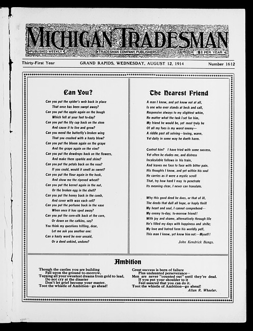 Michigan tradesman. Vol. 31 no. 1612 (1914 August 12)