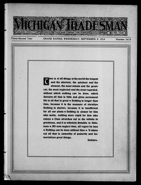 Michigan tradesman. Vol. 32 no. 1615 (1914 September 2)