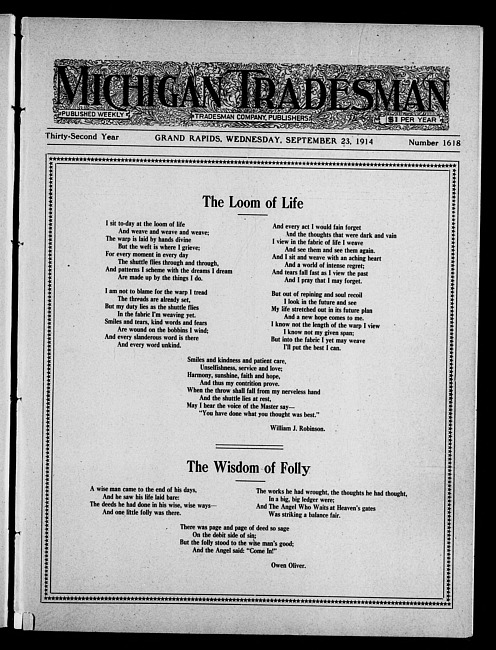 Michigan tradesman. Vol. 32 no. 1618 (1914 September 23)