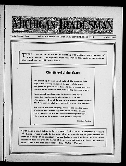 Michigan tradesman. Vol. 32 no. 1619 (1914 September 30)