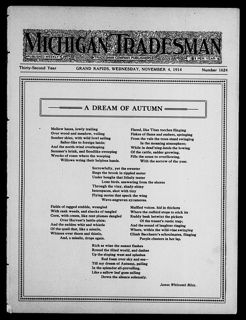 Michigan tradesman. Vol. 32 no. 1624 (1914 November 4)