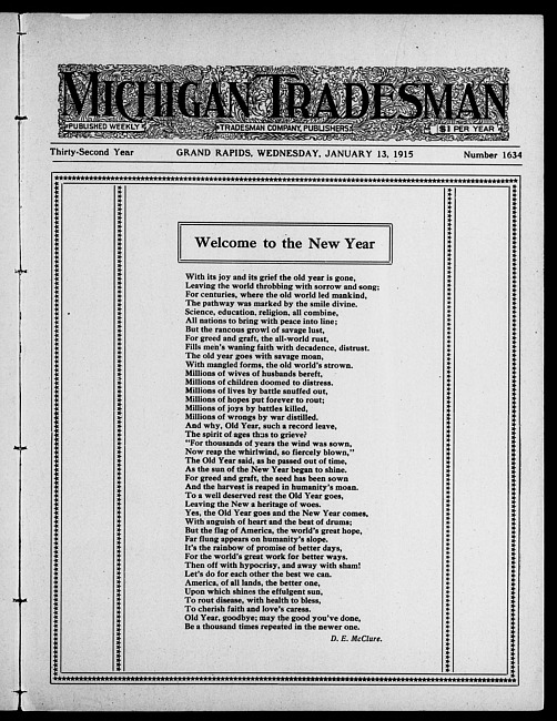 Michigan tradesman. Vol. 32 no. 1634 (1915 January 13)