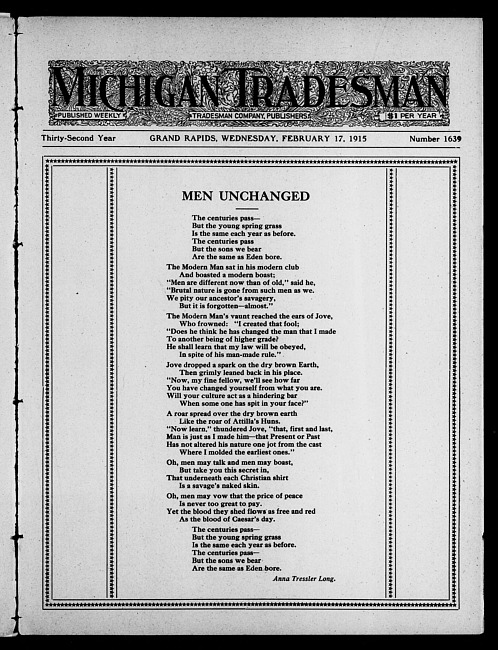 Michigan tradesman. Vol. 32 no. 1639 (1915 February 17)