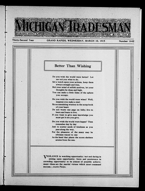 Michigan tradesman. Vol. 32 no. 1642 (1915 March 10)