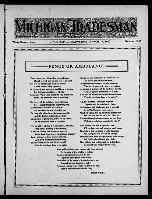 Michigan tradesman. Vol. 32 no. 1643 (1915 March 17)