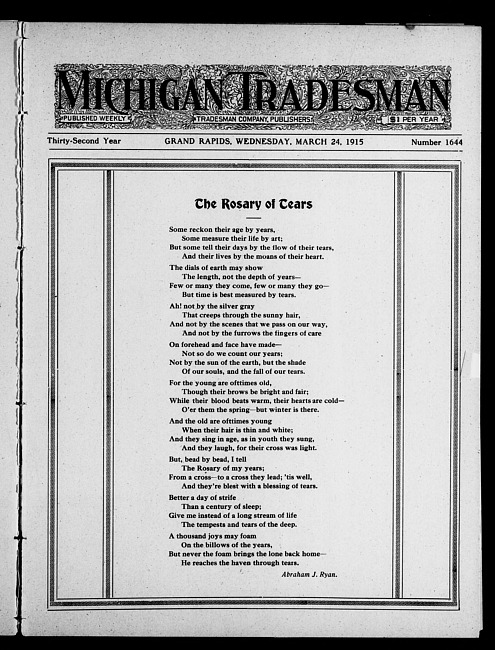 Michigan tradesman. Vol. 32 no. 1644 (1915 March 24)