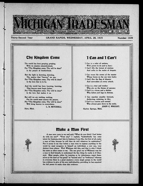 Michigan tradesman. Vol. 32 no. 1649 (1915 April 28)