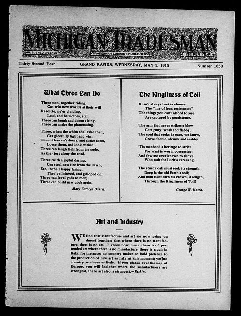 Michigan tradesman. Vol. 32 no. 1650 (1915 May 5)