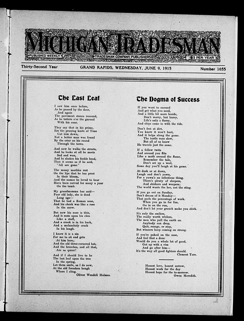 Michigan tradesman. Vol. 32 no. 1655 (1915 June 9)