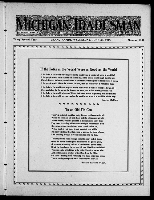 Michigan tradesman. Vol. 32 no. 1658 (1915 June 30)