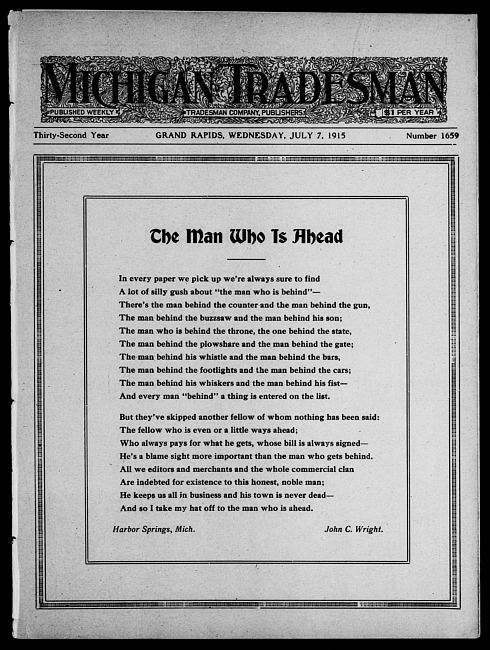 Michigan tradesman. Vol. 32 no. 1659 (1915 July 7)