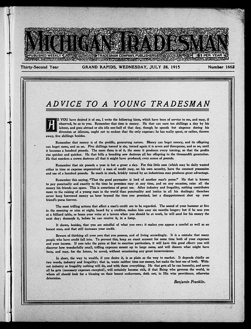 Michigan tradesman. Vol. 32 no. 1662 (1915 July 28)
