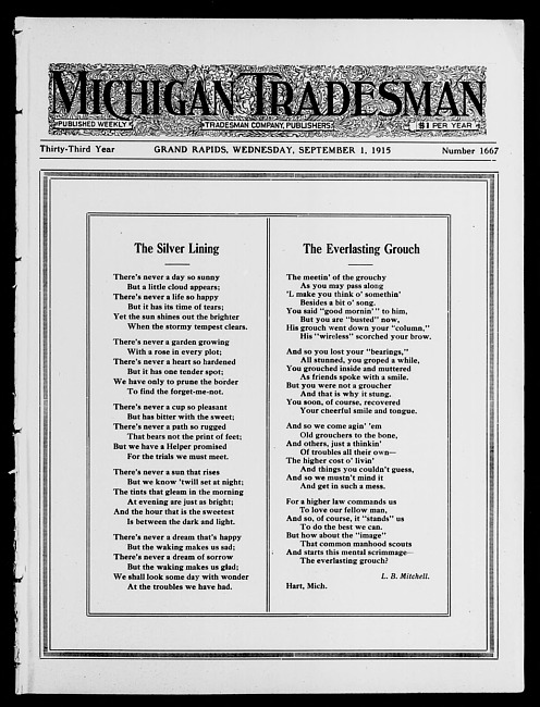 Michigan tradesman. Vol. 33 no. 1667 (1915 September 1)