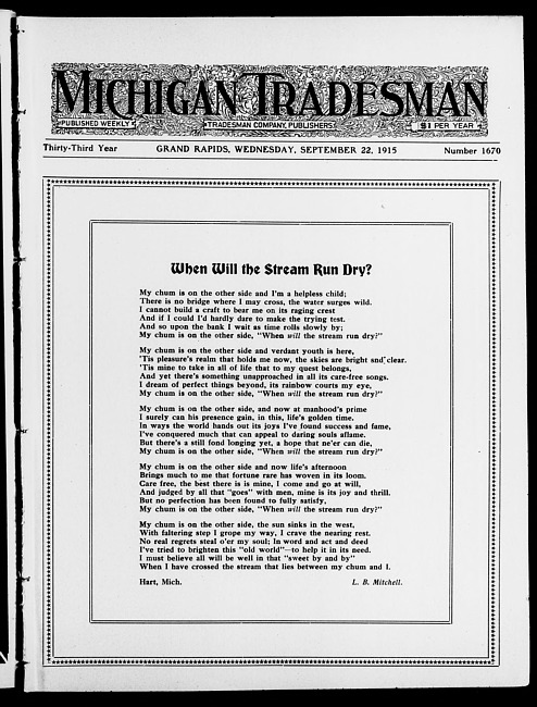 Michigan tradesman. Vol. 33 no. 1670 (1915 September 22)