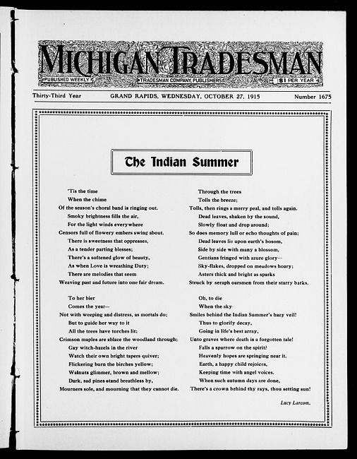 Michigan tradesman. Vol. 33 no. 1675 (1915 October 27)