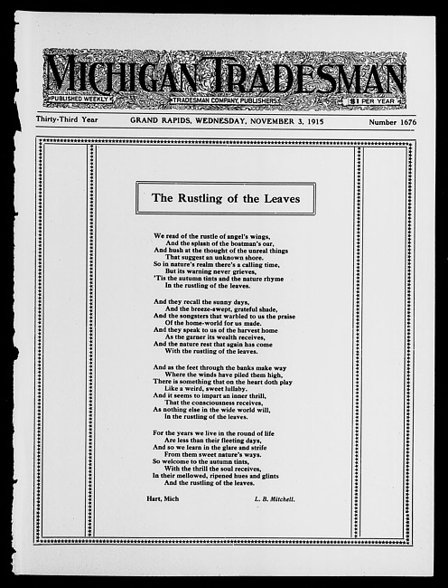 Michigan tradesman. Vol. 33 no. 1676 (1915 November 3)