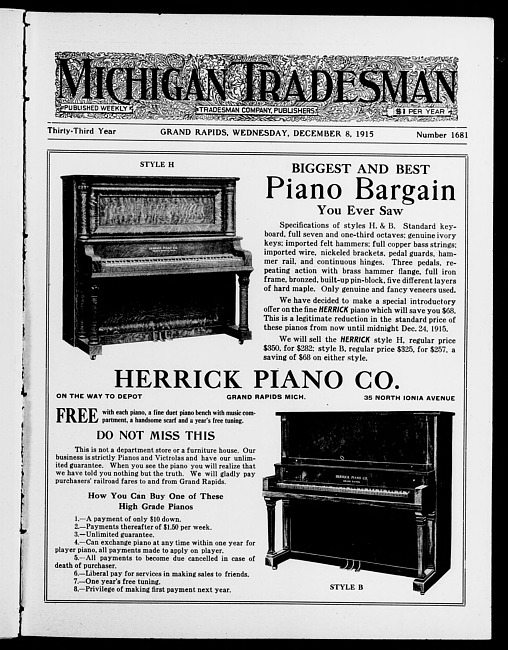 Michigan tradesman. Vol. 33 no. 1681 (1915 December 8)