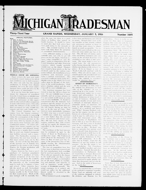 Michigan tradesman. Vol. 33 no. 1685 (1916 January 5)